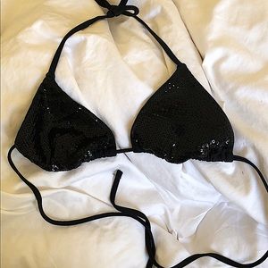 Black sparkly sequined bathing suit top